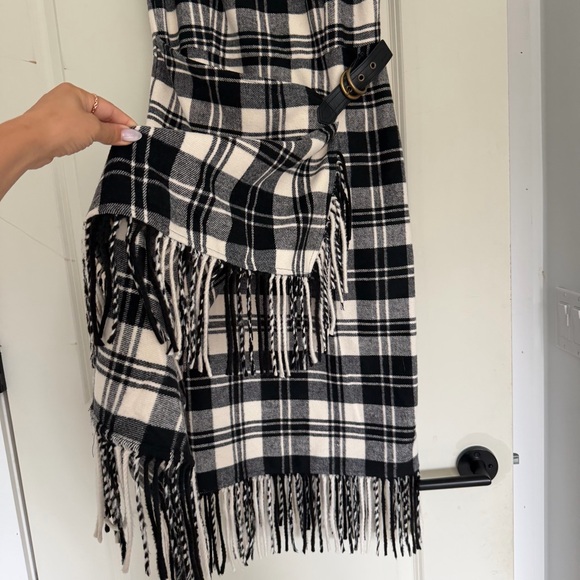 NWT Antonio Melani Tula Plaid Print Wrap Front Fringe Hem Midi Dress - Picture 4 of 7